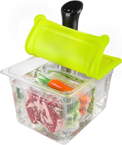 حاوية EVERIE Sous Vide مع غطاء سيليكون عالمي وغطاء حامل متوافق مع جميع موديلات Anova، Breville Joule، وعاء الطبخ الفوري (KIT-TY-GJ) in Kuwait