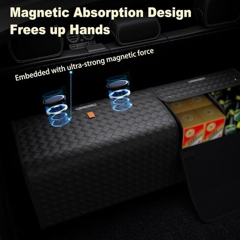 GMQ Car Trunk Organizer لسيارات الدفع الرباعي ومنظمي السيارات والتخزين مع التخزين القابل للطي ، سعة كبيرة لسيارات الدفع الرباعي ، شاحنة ، MPV (نسج أسود) in Kuwait