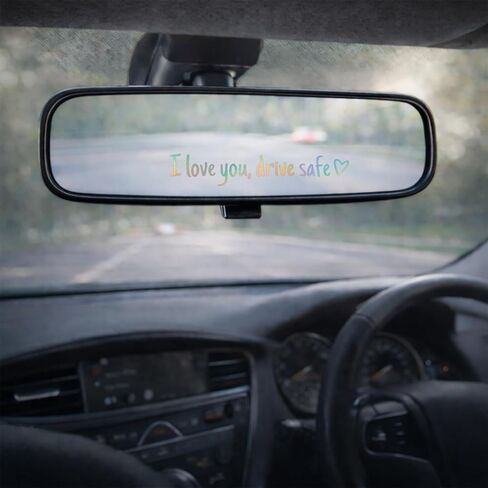 ملصق مرآة الرؤية الخلفية I Love You Drive الآمن، ملصق سيارة هدية آمنة للقيادة للسائق الجديد للصديق والزوج المراهق، تذكير سهل الاستخدام (أبيض) in Saudi Arabia