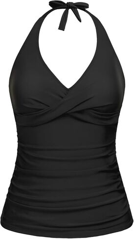 Tempt Me المرأة البطن التحكم Tankini الأعلى الرسن السباحة قمم فقط تويست الجبهة الخامس الرقبة ثوب السباحة لا القاع in Kuwait