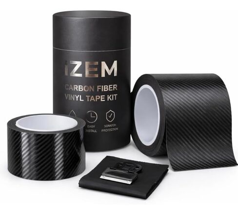 IZEM Carbon Fiber Vinyl Tape Kit for Cars – 2-Pack 6D Gloss Black & 4D Matte Black, 2"×33ft + 4"×16ft – Waterproof Car Wrap, Scratch Protection, Easy Install with Squeegee & Microfiber Cloth in Saudi Arabia