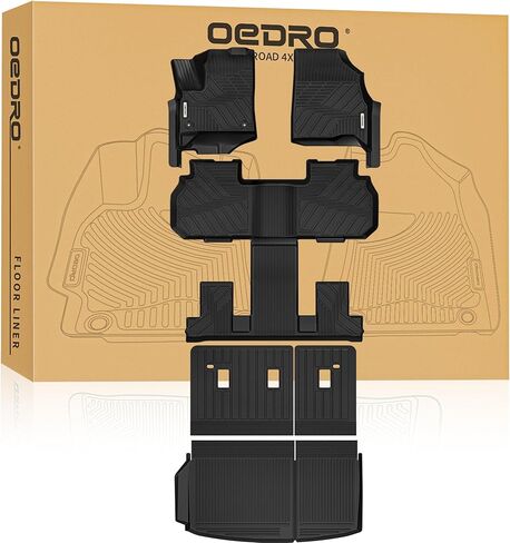 سجادات أرضية OEDRO وبطانة شحن مع حصيرة مسند الظهر لسيارة Chevy Traverse 2024-2026 (7 مقاعد فقط) وجي إم سي أكاديا 2024-2026 (7 مقاعد فقط) وBuick Enclave 2025-2026، بطانات أرضية TPE مناسبة لجميع الأحوال الجوية in Saudi Arabia