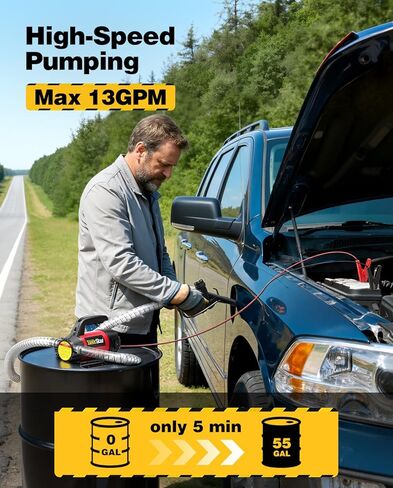 Diesel Transfer Pump Kit: 12V 13GPM Electric Fuel Transfer Pump with Fuel Nozzle & Hoses for Diesel Kerosene Transformer Oil, Protable Self-Priming Pump for Tractor Truck Boat in Saudi Arabia