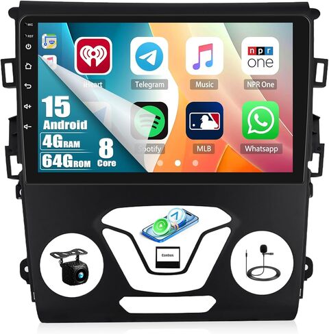 2G+64G لسيارة Ford Fusion Ford Mondeo 2013-2019 راديو Android 11 ستيريو للسيارة، Apple CarPlay Andriod Auto Bluetooth 9 بوصة GPS Navigation WiFi Mirror Link FM Head Unit+كاميرا احتياطية MIC in Saudi Arabia