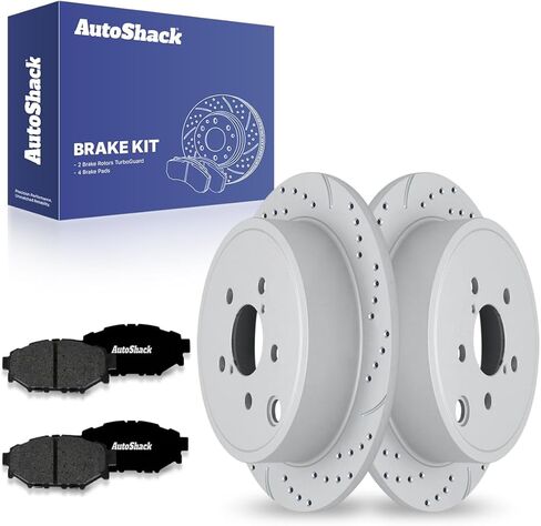 AutoShack 11.25" (285.8 mm) Rear Solid Brake Rotors + Ceramic Brake Pads Replacement for 2010-2014 Subaru Outback 2008-2014 Subaru Impreza 6-PC Brake Kit in Saudi Arabia
