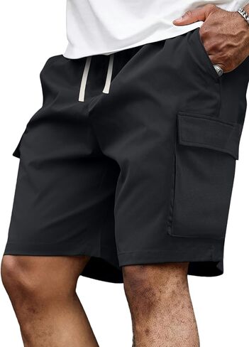 Men's Summer Thin Drawstring Cargo Shorts Loose Fit Fashionable Casual Vacation Wear Outdoor Pocketed Sports Pants Gym in Saudi Arabia