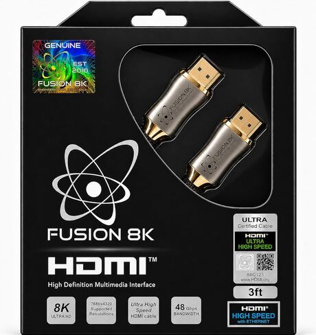 كابل Fusion8K HDMI 2.1 معتمد يدعم 8K عند 60 هرتز و4K عند 120 هرتز متوافق مع جميع أجهزة التلفاز، BluRay، Xbox Series X، PS5 (15 قدم) in Kuwait