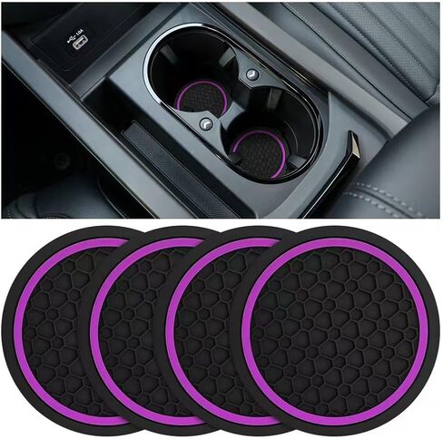 4PCS Car Cup Holder Coasters, Non-Slip Dustproof Automotive Water Bottle Holder Mats, Waterproof Vehicle Interior Embedded Coaster Accessories, Universal for SUV, Sedan, Truck (Black/Red) in Saudi Arabia