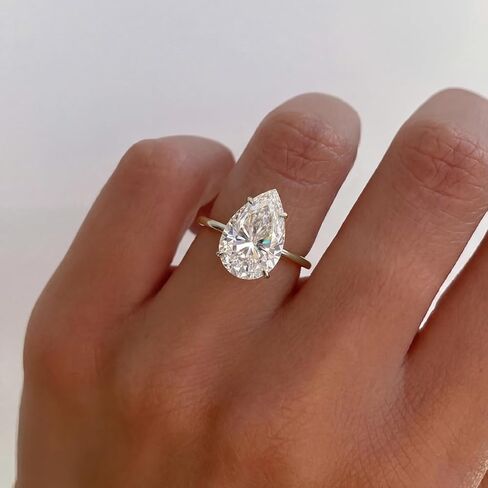 1Pc Delicate Elegant 1CT-4CT Pear Shape Solitaire Wedding Ring Suitable for Women's Engagement Wear Ladies Best Gift Fine Jewellery Gifts in Saudi Arabia
