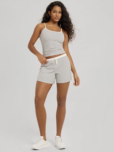 ODODOS Women's 2-Piece Cami Pajama Set - Ultra Soft Striped Sleep & Lounge Set with Adjustable Shorts in Saudi Arabia