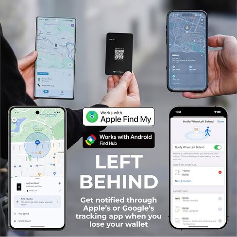 Rolling Square Aircard - Bluetooth Card Sized GPS Tracker with Business Card NFC/QR Code & Find My Network Compatibility - 2.2mm Super Thin in Saudi Arabia