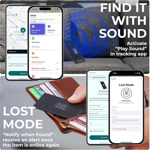 Rolling Square Aircard - Bluetooth Card Sized GPS Tracker with Business Card NFC/QR Code & Find My Network Compatibility - 2.2mm Super Thin in Saudi Arabia