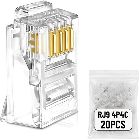 Uvital 100 Pack RJ9 4P4C 4P2C Plug, Standard Telephone Handset Modular Plugs Male Connectors Transparent Color Jack Crimp End Crimper in Saudi Arabia