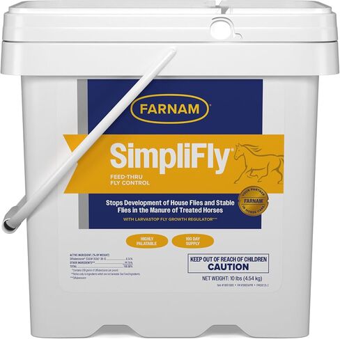 Farnam SimpliFly Feed Through Fly Control for Horses, Breaks the Fly Life Cycle, Pellets, 3.75 Pound Bucket, 60 Day Supply for One Horse in Kuwait