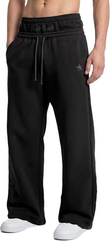 Baggy Sweatpants Elastic Double Waisted Wide Leg Sweatpants for Men Baggy Y2K Loose Pants with Pockets in Saudi Arabia