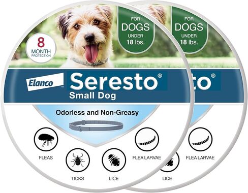 طوق Seresto Small Dog الموصى به من قبل الطبيب البيطري لعلاج ومنع البراغيث والقراد للكلاب التي يقل وزنها عن 18 رطلاً. | حماية لمدة 8 أشهر in Kuwait