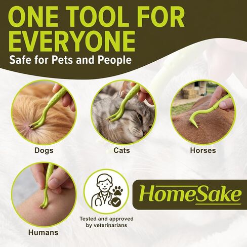 Homesake - أداة إزالة القراد للكلاب والقطط والبشر - عبوة واحدة من 3 - ملاقط تويستر لإزالة القراد بدون ألم - أداة إزالة القراد للكلاب - أداة سحب القراد تزيل الرأس والجسم - تتضمن دليل المستخدم in Kuwait