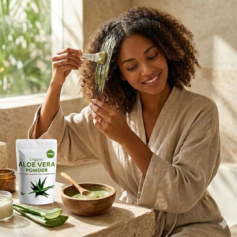 Organic Aloe Vera Powder, Aloe Barbadensis for Cooling Face and Hair Mask, Natural Moisturizer, ONE Resealbale Pack of 8 oz/223 Gram in Saudi Arabia