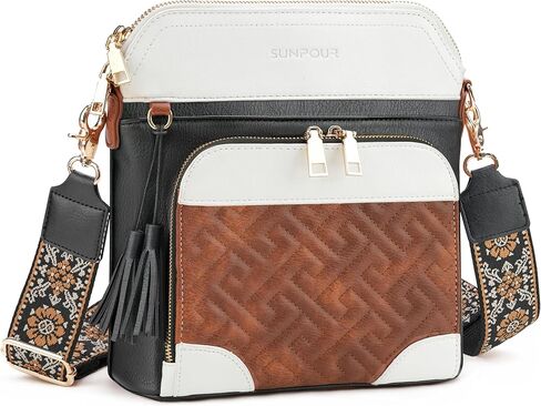 Crossbody Purse for Women Vegan Leather Medium Crossbody Bag with Built-in RFID Wallet Multi-Pocket Shoulder Handbags | waterproof, large capacity, guitar strap in Saudi Arabia