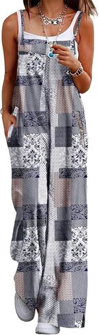 YESNO Women's Summer Boho Casual Jumpsuits Wide Leg Overalls Floral Print Baggy Rompers with Pockets 3XL PZZCR 260 in Saudi Arabia