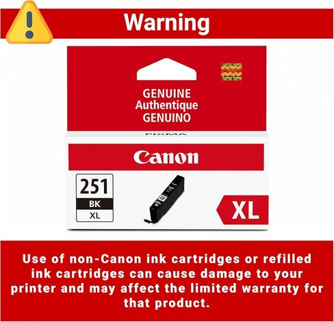 Canon CLI-251XL BK Compatible to iP7220,iX6820,MG5420,MG5520/MG6420,MG5620/MG6620,MX922/MX722,iP8720,MG6320,MG7120,MG7520 Printers & CLI-251XL Yellow Compatible to iP7220,iX6820,MG5420 in Saudi Arabia