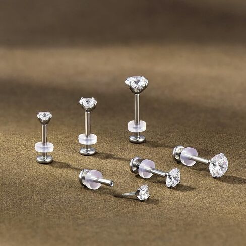 Gnoliew 20G أقراط مسطحة الظهر G23 التيتانيوم الزنمة Labret الغضروف الشفاه ميدوسا محارة Daith Rook Helix هيئة ثقب المجوهرات حلقات الأنف هيبوالرجينيك للنساء الرجال in Saudi Arabia