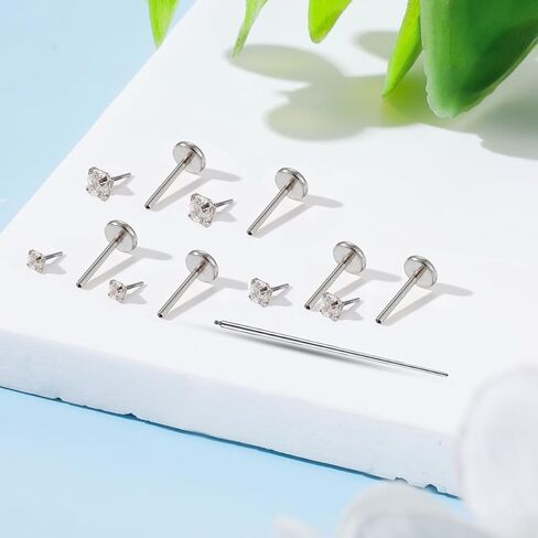 Gnoliew 20G أقراط مسطحة الظهر G23 التيتانيوم الزنمة Labret الغضروف الشفاه ميدوسا محارة Daith Rook Helix هيئة ثقب المجوهرات حلقات الأنف هيبوالرجينيك للنساء الرجال in Saudi Arabia