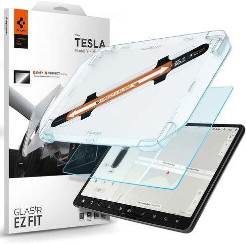 Spigen Tempered Glass Screen Protector [GlasTR EZ FIT] designed for Tesla Model 3 / Y Dashboard Touchscreen - Crystal Clear in Saudi Arabia