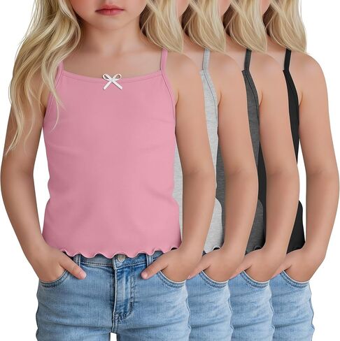 4 Pack Girls Camisoles Toddler Spaghetti Strap Top 2-14 Years Kids Summer Tank Tops Casual Soft Sleeveless Shirts in Saudi Arabia