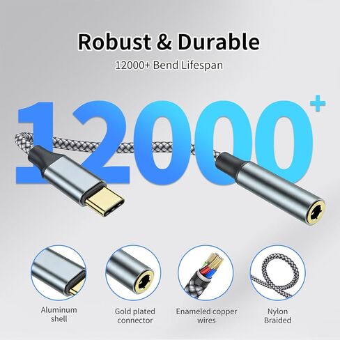 كابل صوت Aux إلى USB C 3.5 مم (4 أقدام)، سلك مقبس سماعة رأس من النوع C إلى 3.5 مم للسيارة، سلك ستيريو للسيارة متوافق مع Samsung Galaxy S22 S22+ S21 Dongle Google مكبر الصوت Ipad Pro in Kuwait