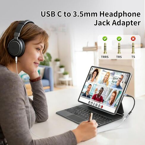كابل صوت Aux إلى USB C 3.5 مم (4 أقدام)، سلك مقبس سماعة رأس من النوع C إلى 3.5 مم للسيارة، سلك ستيريو للسيارة متوافق مع Samsung Galaxy S22 S22+ S21 Dongle Google مكبر الصوت Ipad Pro in Kuwait