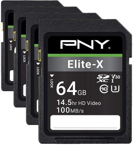 PNY 512GB Elite-X Class 10 U3 V30 SDXC Flash Memory Card - 100MB/s, Class 10, U3, V30, 4K UHD, Full HD, UHS-I, Full Size SD in Saudi Arabia