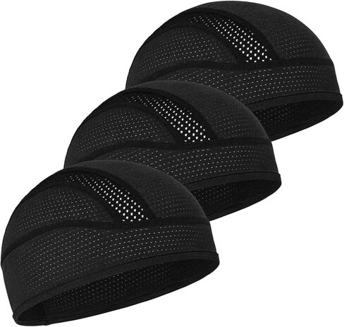 MELASA 3 Pack Cooling Skull Cap, Sweat Motorcycle Helmet Liner Head Cover, Mesh Cycling Running Hat for Men Women in Saudi Arabia