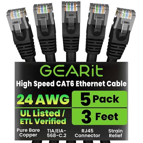 GearIT Cat 6 Ethernet Cable 25 ft (20-Pack) - Cat6 Patch Cable, Cat 6 Patch Cable, Cat6 Cable, Cat 6 Cable, Cat6 Ethernet Cable, Network Cable, Internet Cable - White 25 Feet in Saudi Arabia