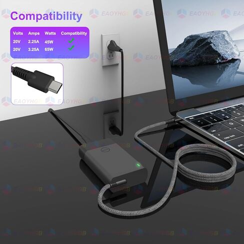 شاحن USB C 65 وات لشاحن الكمبيوتر المحمول Lenovo: شاحن Lenovo Thinkpad T480 T480s T490 T580 T14 T16 gen 1 gen 2 X1، Yoga C740 C940 C930 920 C630 730 720 7i، 45W Chromebook، سلك محول طاقة من النوع C in Kuwait