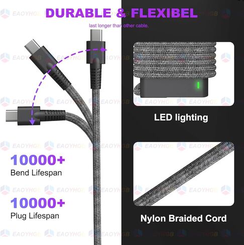 شاحن USB C 65 وات لشاحن الكمبيوتر المحمول Lenovo: شاحن Lenovo Thinkpad T480 T480s T490 T580 T14 T16 gen 1 gen 2 X1، Yoga C740 C940 C930 920 C630 730 720 7i، 45W Chromebook، سلك محول طاقة من النوع C in Kuwait