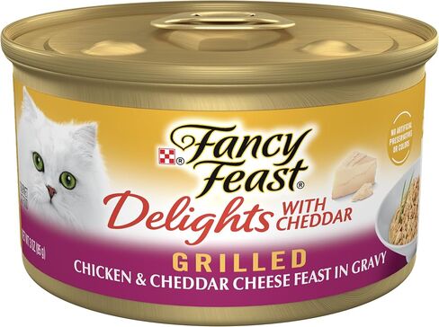 Purina Fancy Feast Grilled Gravy Wet Cat Food, Delights Grilled Chicken & Cheddar Cheese Feast - (24) 3 oz. Cans in Saudi Arabia