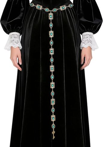 حزام سلسلة الخصر في العصور الوسطى، أحزمة ساحرة عتيقة من Renfaire القوطية معدنية فايكنغ سلتيك حزام سلسلة غربي للنساء in Kuwait
