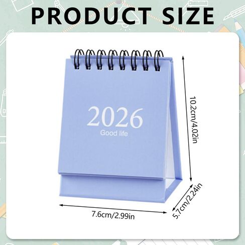 Mini Desk Calendar, 2026 Portable Desktop Small Calendar with Sticker Flip Over Standing Desk Calendar for Office School Desktop Decoration (Black) in Saudi Arabia