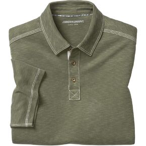 Johnston & Murphy Vintage Slub Polo - T-Shirt for Men - Short Sleeves - Spread Collar - Straight Hemline Black 3XL One Size in Saudi Arabia