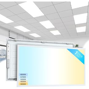 42 حزمة ضوء لوحة مسطحة LED 2x4، 7700LM 30W-70W قابلة للتعتيم والاختيار، 5CCT 3000K-6500K Troffer مجوف قابل للتعديل، للسقف المنخفض، المكتب، المطبخ، المرآب، المدرسة (42 حزمة) in Kuwait