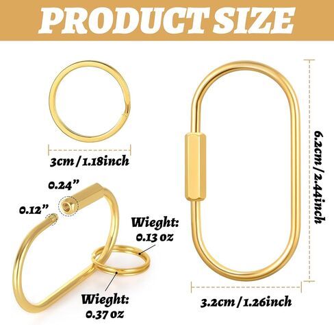 Gold Brass Key Rings, Purse Bag Charms for Handbags, Screw Lock Key Organizer, Carabiner Keychain Clip for Keys, Luggage Tags, Pet Collar Clips and Outdoor Accessories, （5Pack ） in Saudi Arabia