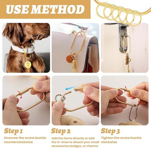Gold Brass Key Rings, Purse Bag Charms for Handbags, Screw Lock Key Organizer, Carabiner Keychain Clip for Keys, Luggage Tags, Pet Collar Clips and Outdoor Accessories, （5Pack ） in Saudi Arabia