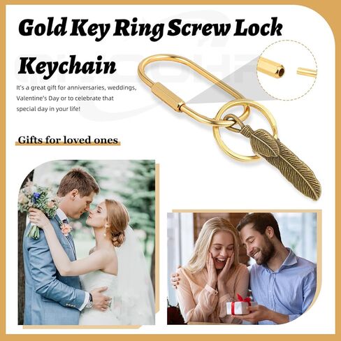 Gold Brass Key Rings, Purse Bag Charms for Handbags, Screw Lock Key Organizer, Carabiner Keychain Clip for Keys, Luggage Tags, Pet Collar Clips and Outdoor Accessories, （5Pack ） in Saudi Arabia
