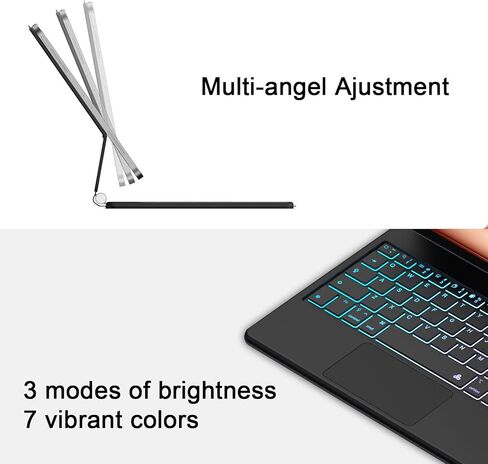 حافظة لوحة المفاتيح لجهاز iPad 8th Generation (2020)/الجيل السابع (2019) 10.2 بوصة، مع حامل قلم رصاص VOWUBO 7 لوحة مفاتيح بإضاءة خلفية RGB غطاء واقي نحيف لجهاز iPad 7/8 من الجيل (وردي ذهبي) in Kuwait