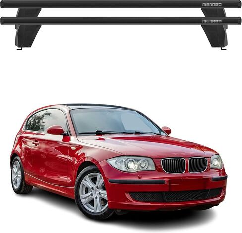 قضبان متقاطعة لسقف OMAC لسيارة BMW 1 Series E81 E82 E87 2005-2011 قابلة للقفل بوزن 165 رطلًا من الألومنيوم الأسود قطعتان تناسب ناقلات البضائع وقارب الكاياك والدراجة على الجليد in Saudi Arabia