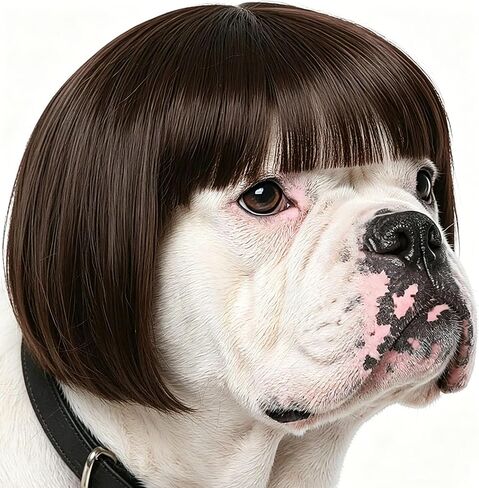 Funny Dog Wig for Small Medium Large Dogs with Free Head Flower, Trimmable Pet Costume Cat Cosplay Decoration for Halloween, Christmas, Parties in Saudi Arabia