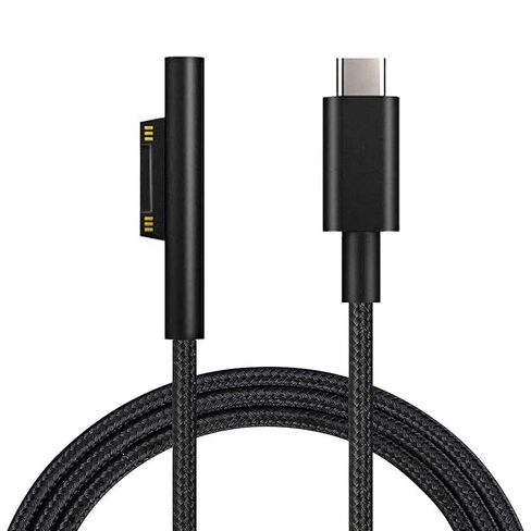 كيبل شحن USB نوع سي بسطح مضفر من النايلون متوافق مع مايكروسوفت سيرفس برو 7/6/5/4/3 سيرفيس لابتوب 1/2 45 واط 15 فولت شحن بي دي يعمل مع مزود طاقة بي دي - 1.5 متر in Saudi Arabia