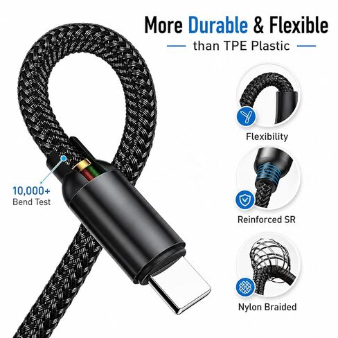 كيبل شحن USB نوع سي بسطح مضفر من النايلون متوافق مع مايكروسوفت سيرفس برو 7/6/5/4/3 سيرفيس لابتوب 1/2 45 واط 15 فولت شحن بي دي يعمل مع مزود طاقة بي دي - 1.5 متر in Saudi Arabia
