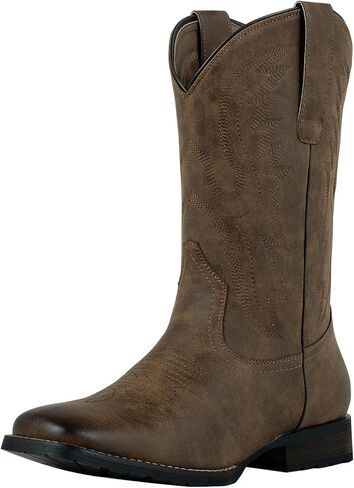 J's.O.L.E Cowboy Boots for Men Square Toe Work Boots سحب على Silp Resistant Wide Calf Leather Boot Western Boot in Saudi Arabia
